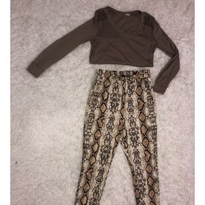 Beige Long Sleeve Beaded top